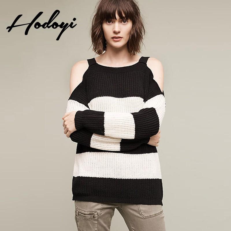 Hochzeit - Must-have Vogue Sexy Open Back Solid Color Jersey Fall 9/10 Sleeves Stripped Sweater - Bonny YZOZO Boutique Store