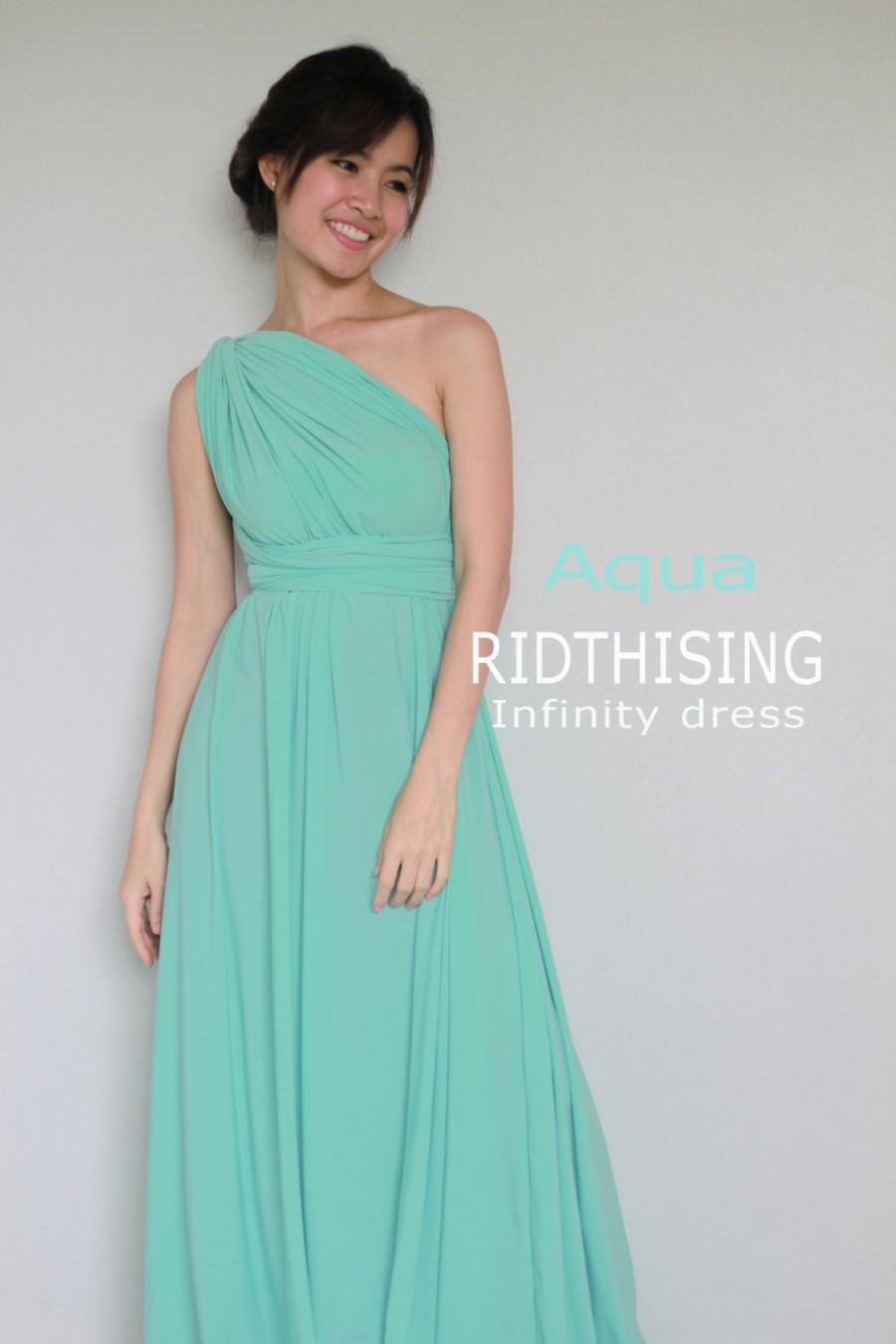 Wedding - Aqua Bridesmaid Dress Maxi infinity Dress Prom Dress Convertible Dress Wrap Dress