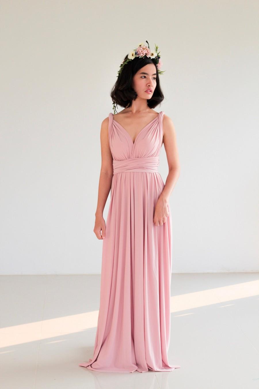 Hochzeit - Dusty pink Infinity Dress Bridesmaid Dress Prom Dress Convertible Dress Wrap Dress