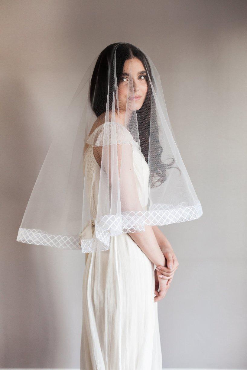 ivory cathedral veil with blusher