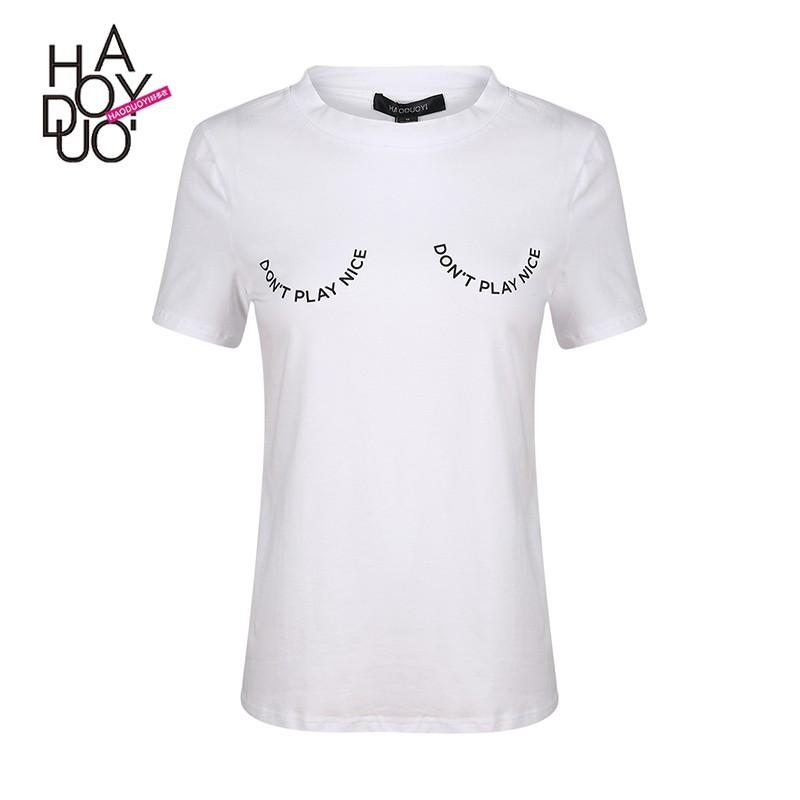 Mariage - Must-have Vogue Simple Printed Alphabet Summer Short Sleeves T-shirt - Bonny YZOZO Boutique Store