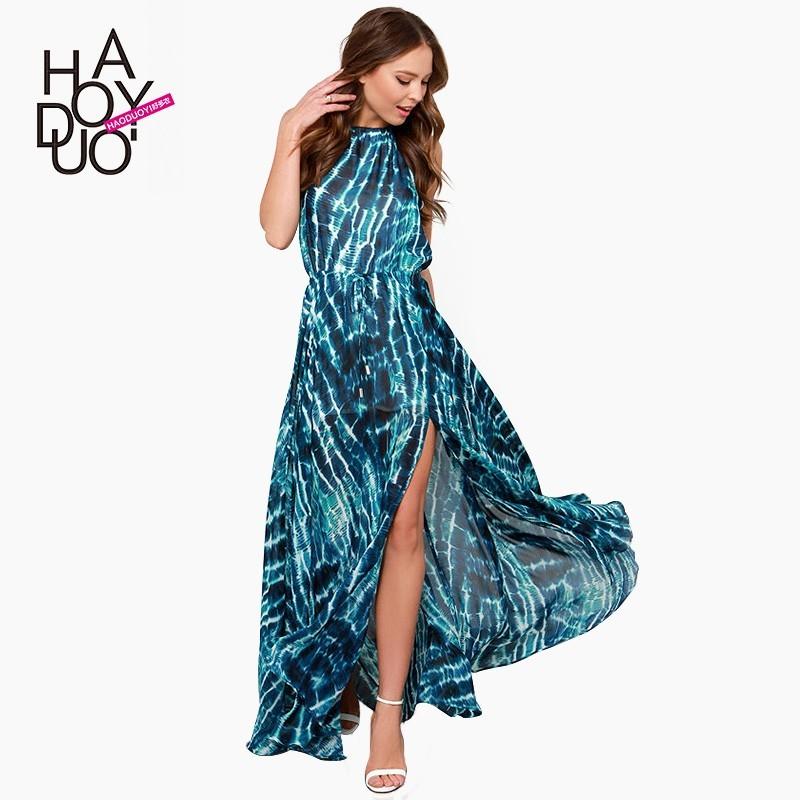 زفاف - Bohemian abstract waves sexy strapless printed dresses with backs cut fold - Bonny YZOZO Boutique Store
