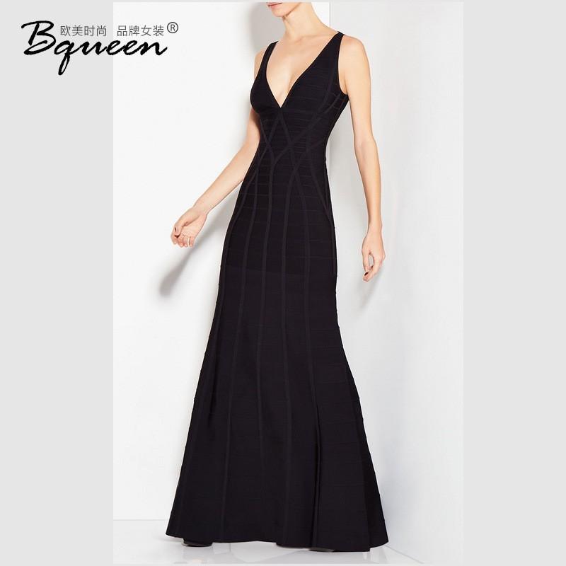 Mariage - Fall 2017 new solid color skinny high waist long dresses with v-neck bandage dress - Bonny YZOZO Boutique Store