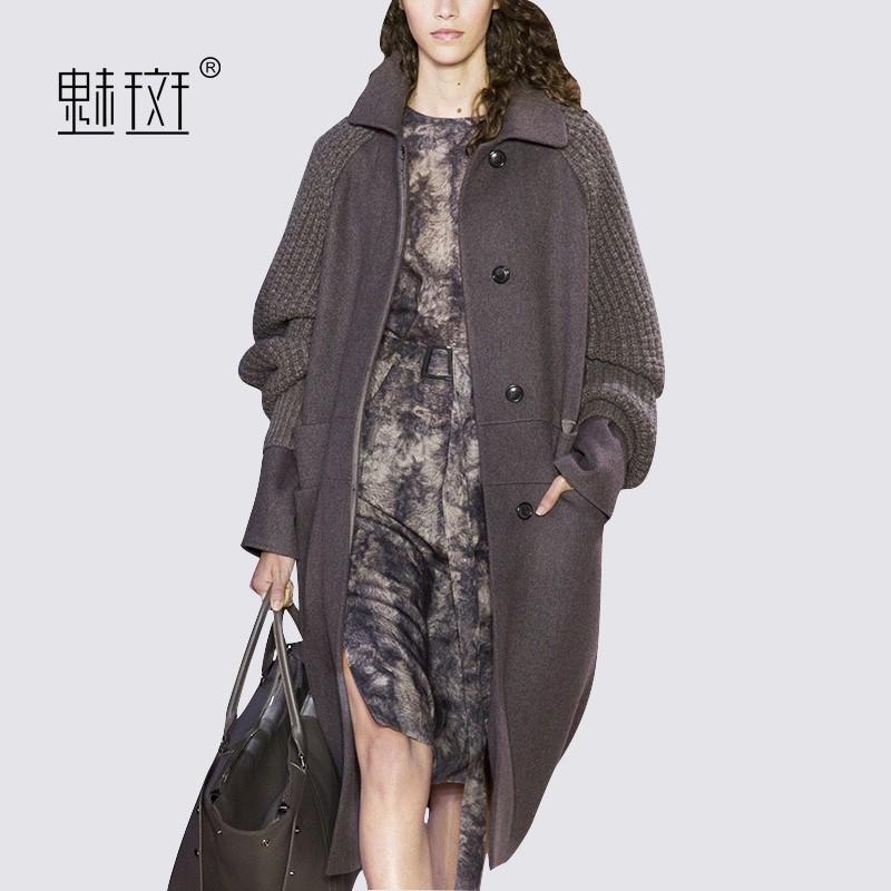 Mariage - Oversized Split Front Jersey Wool Winter Over Knee Wool Coat Overcoat - Bonny YZOZO Boutique Store