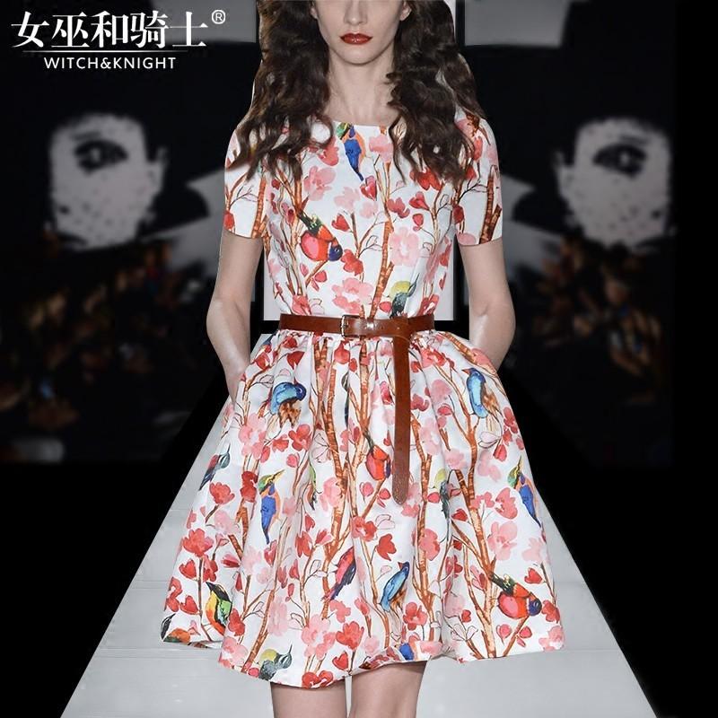 زفاف - Vogue Attractive Printed A-line Mid Rise It Girl Summer Dress Skirt - Bonny YZOZO Boutique Store