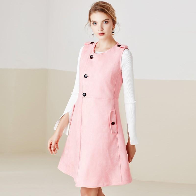 زفاف - Autumn and winter equipment new and elegant color buttons a Suede skirt Pocket design simple vest 8053 - Bonny YZOZO Boutique Store
