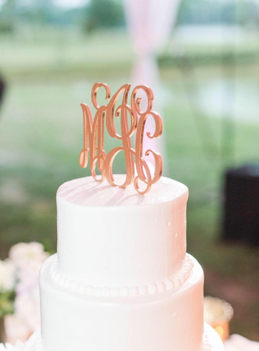 Wedding - Monogram Wedding Cake Topper, Monogram Cake Topper, Initials Wedding Cake Topper, Gold Monogram Cake Topper - Heirloom Cake Topper