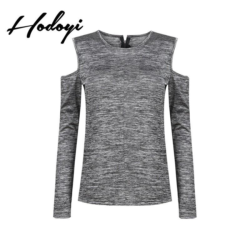 زفاف - Vogue Hollow Out Slimming Off-the-Shoulder Zipper Up Spring 9/10 Sleeves Knitted Sweater Basics - Bonny YZOZO Boutique Store