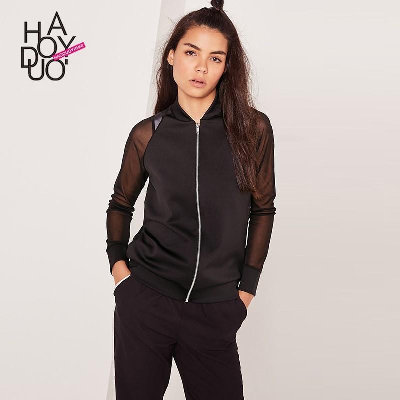 زفاف - Slim short fall 2017 women new fashion zipper gauze jacket - Bonny YZOZO Boutique Store