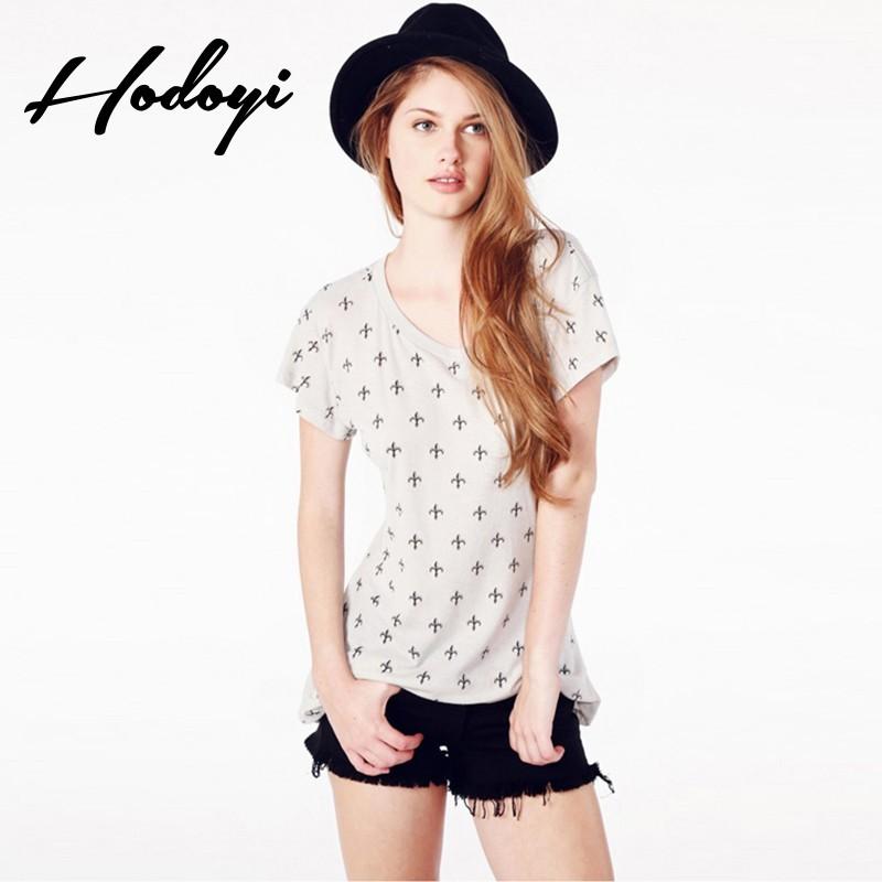 زفاف - Casual Vogue Printed Scoop Neck Short Sleeves Ancho'r Summer T-shirt Basics - Bonny YZOZO Boutique Store