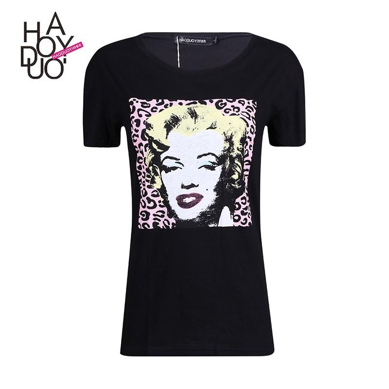 Mariage - Must-have Vogue Simple Printed Scoop Neck Short Sleeves Famous People Leopard Summer T-shirt - Bonny YZOZO Boutique Store