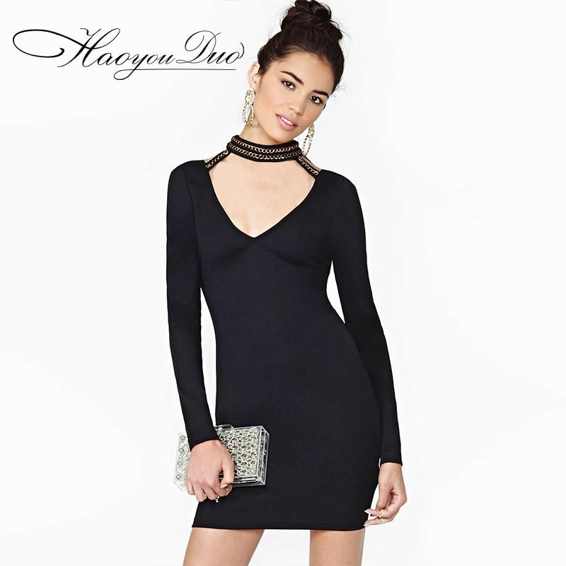 Mariage - Sexy Open Back Sheath Halter V-neck 9/10 Sleeves Tight Skirt - Bonny YZOZO Boutique Store