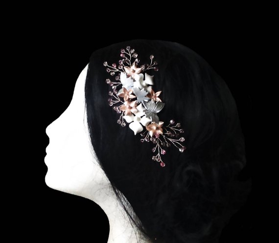 زفاف - Butterfly bridal comb. Wedding headpiece. Crystal hair piece.