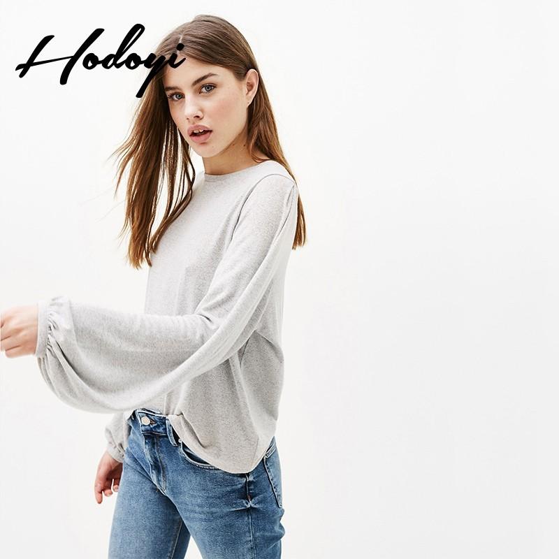Hochzeit - Oversized Vogue Bishop Sleeves Scoop Neck Jersey One Color Fall Casual 9/10 Sleeves Sweater - Bonny YZOZO Boutique Store