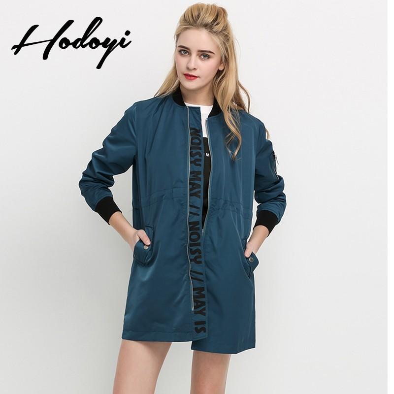 Свадьба - 2017 spring new products women's clothing fashion casual letter printing zipper long slim trench coat - Bonny YZOZO Boutique Store