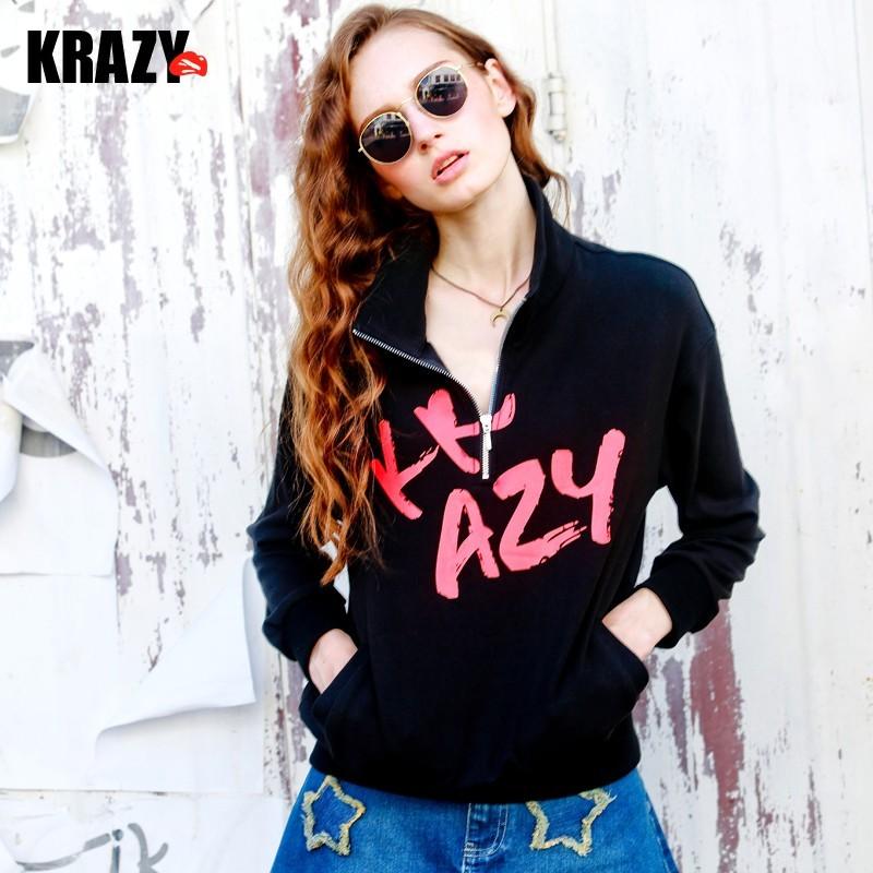Mariage - Autumn/winter 2017 new locomotives long sleeve zip collar letters graffiti casual sweater - Bonny YZOZO Boutique Store