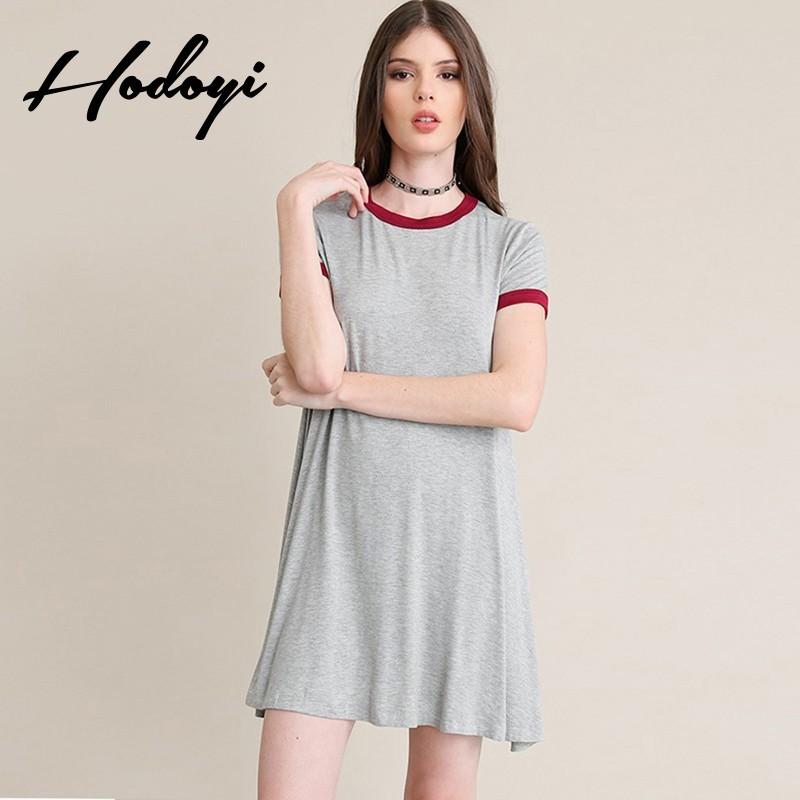 زفاف - Oversized Vogue Split Front Solid Color Scoop Neck Summer Short Sleeves Dress T-shirt - Bonny YZOZO Boutique Store