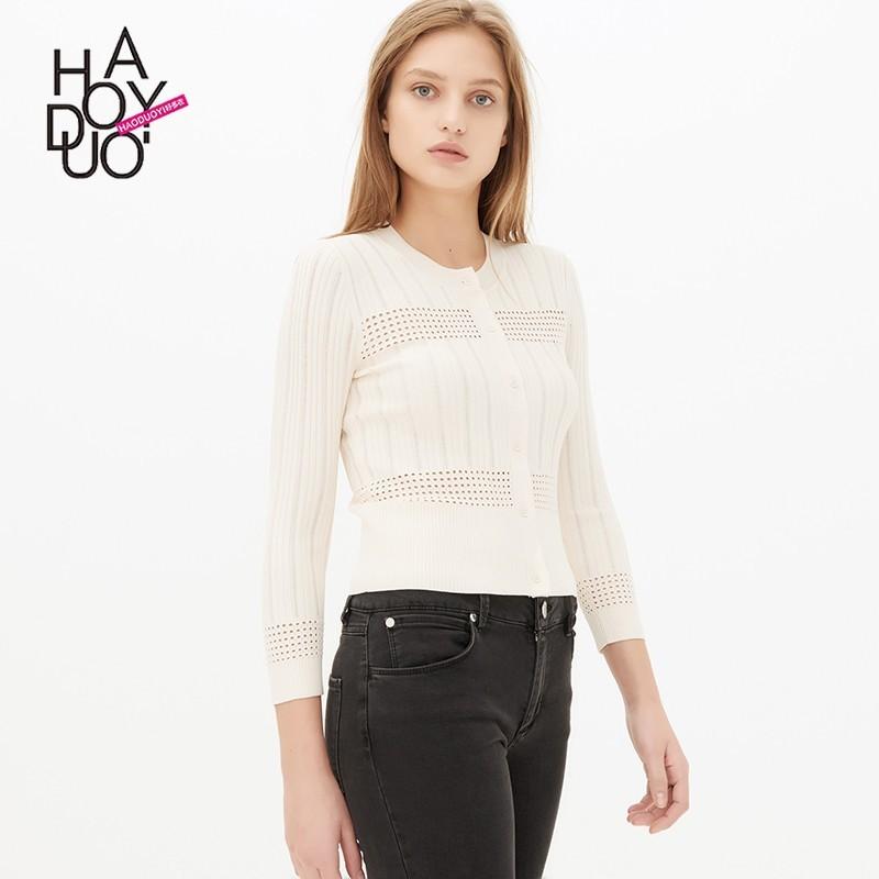 زفاف - Vogue Hollow Out Slimming Jersey Buttons Cardigan Sweater - Bonny YZOZO Boutique Store