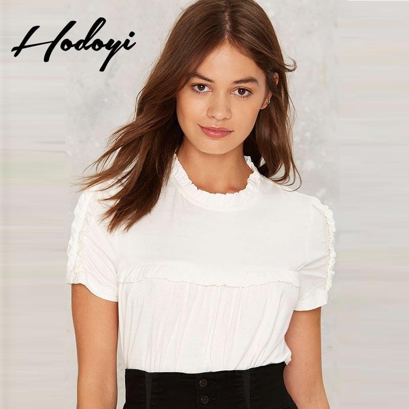 Hochzeit - Must-have Oversized Vogue Sweet Ruffle Agaric Fold One Color Fall Short Sleeves T-shirt - Bonny YZOZO Boutique Store