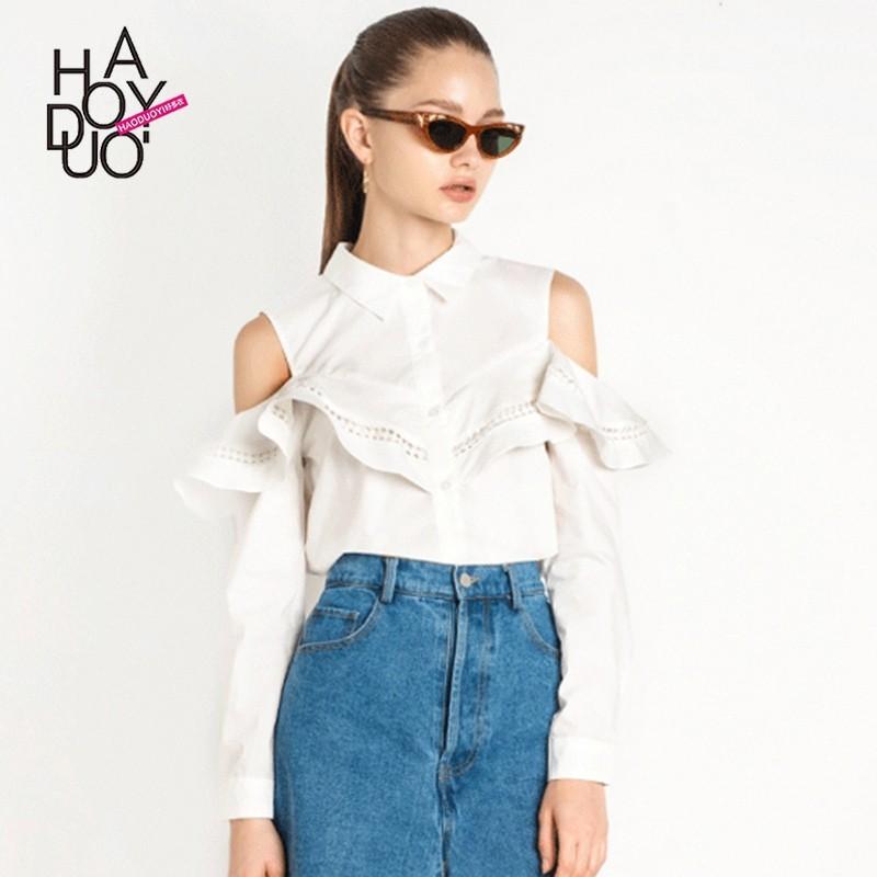 Mariage - Sexy Sweet Attractive Off-the-Shoulder Fall Frilled Blouse - Bonny YZOZO Boutique Store