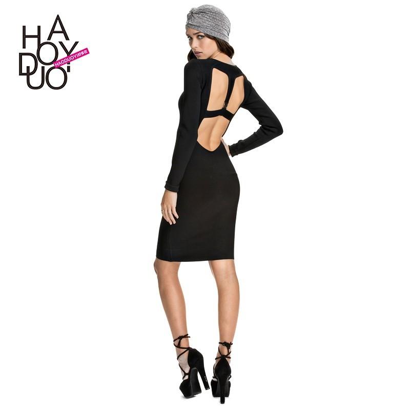 زفاف - Spring 2017 new sexy exposed bag hip dress fashion slim long sleeve dress - Bonny YZOZO Boutique Store