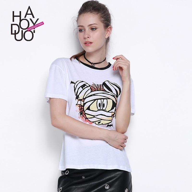 Mariage - Summer 2017 Wind Street New funny cartoons printed short sleeve t-shirt woman - Bonny YZOZO Boutique Store
