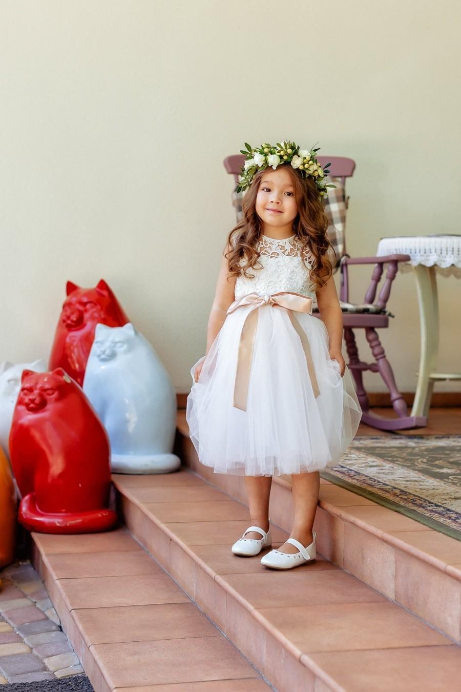Hochzeit - Lace Flower Girl Dress, Light Ivory Flower Girl Dress, Flower Girl Dress, Girls Dresses, Princess's Dress, Dress For Girl, Dress Pattern