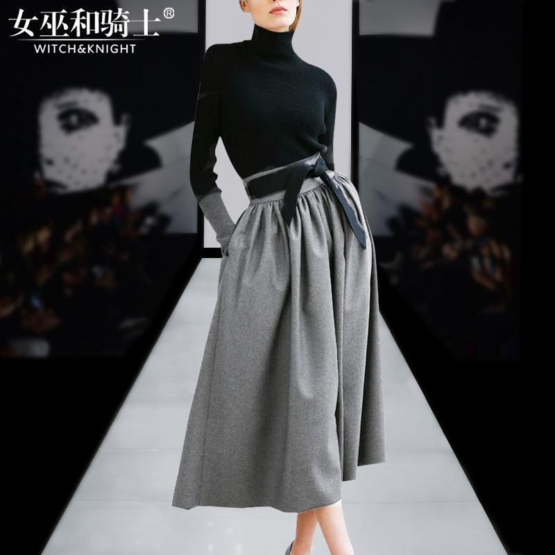 زفاف - Vogue High Neck Trail Dress Outfit Skirt Top Knitted Sweater - Bonny YZOZO Boutique Store