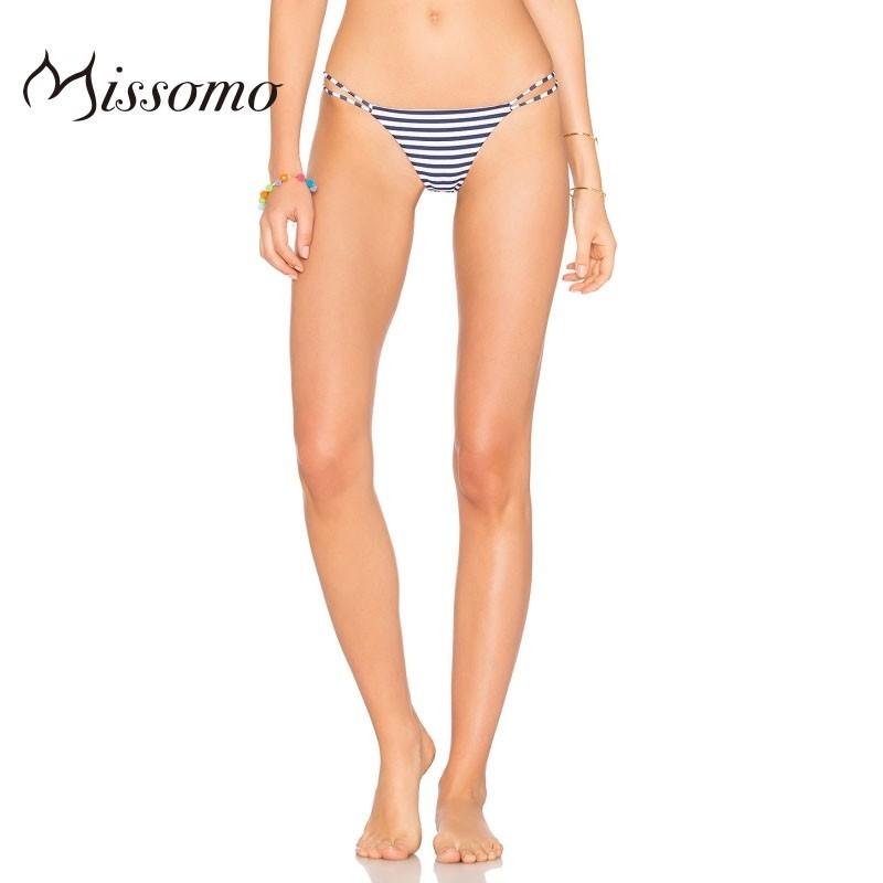Mariage - Vogue Sexy Simple Ruffle Low Rise Lace Up Stripped Underpant Bikini - Bonny YZOZO Boutique Store