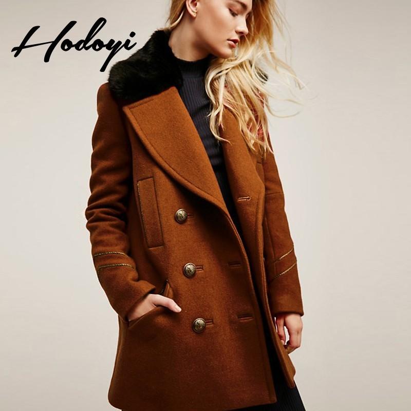 زفاف - 2017 women's winter fashion color fur collar uniform long slim jacket - Bonny YZOZO Boutique Store