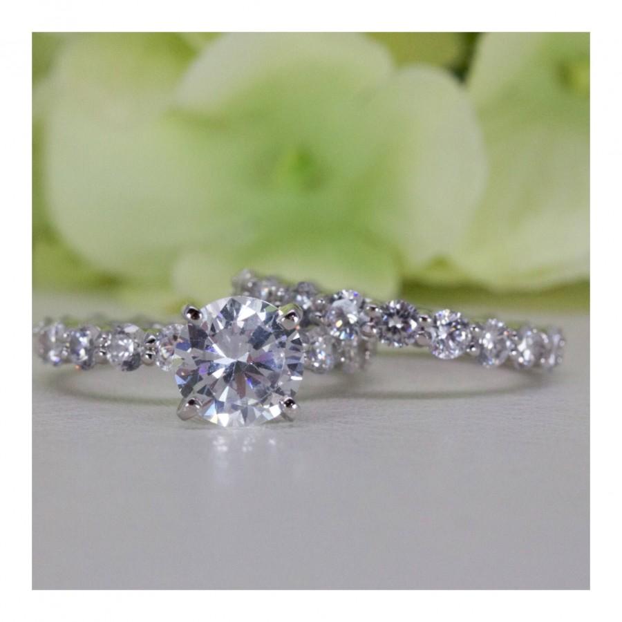 Mariage - 2.00 Ct. Absolutely Stunning Classic Eternity Fine Quality Cubic Zirconia Engagement Ring Set In Sterling Silver, Wedding Ring Set 