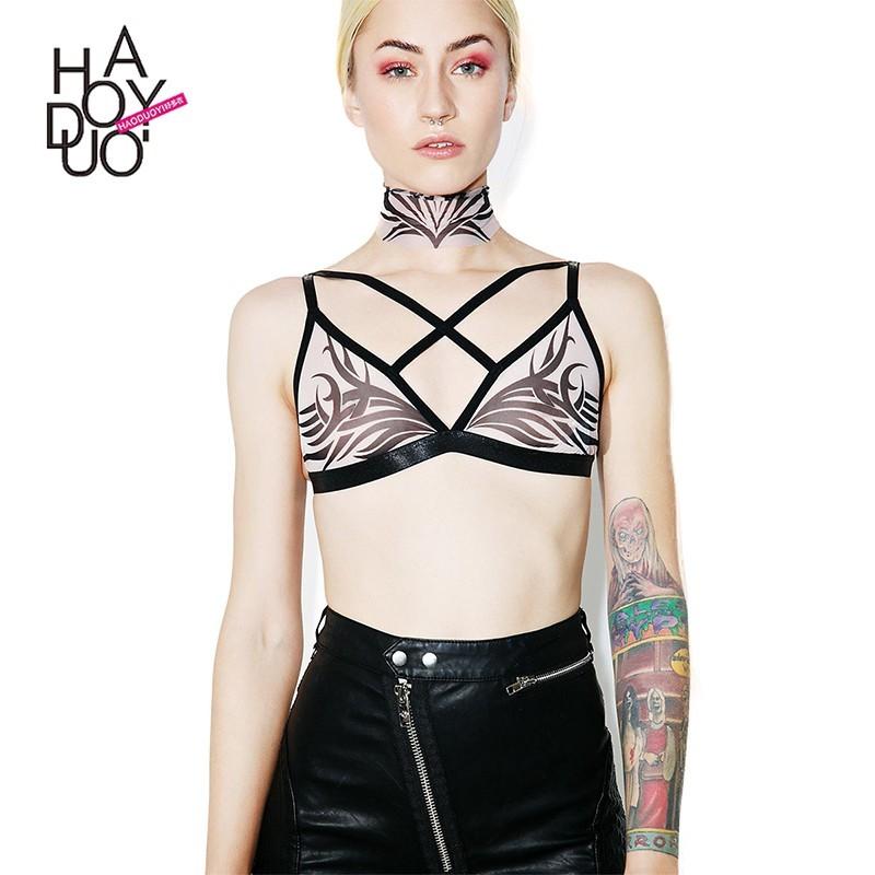 زفاف - Vogue Sexy Printed Hollow Out Lace Up Spring Edgy Underwear - Bonny YZOZO Boutique Store
