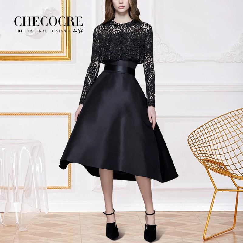Свадьба - Strapless Embroidery Hollow Out High Waisted Sequined 9/10 Sleeves Outfit Lace Top Dress - Bonny YZOZO Boutique Store