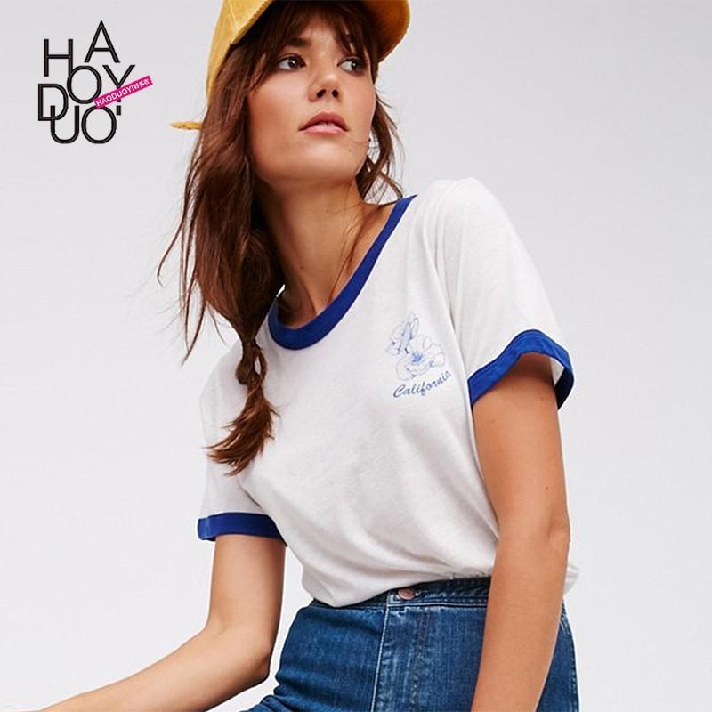 Mariage - Casual Vogue Sport Style Printed Solid Color Short Sleeves Summer T-shirt - Bonny YZOZO Boutique Store