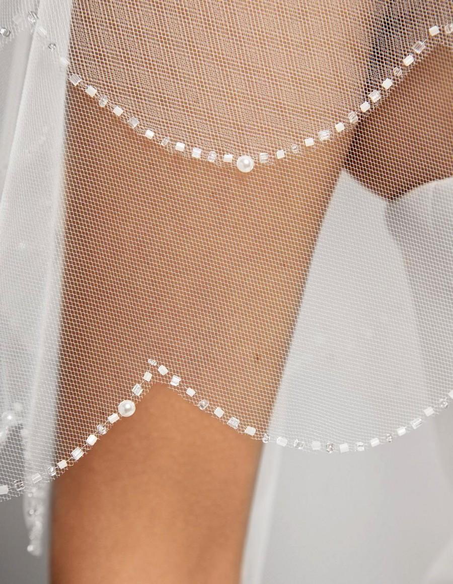Hochzeit - veil, veils, veil wedding, wedding veil, veil with pearls, champagne veil, ivory veil, fingertip, cathedral veil, beaded veil, long veil