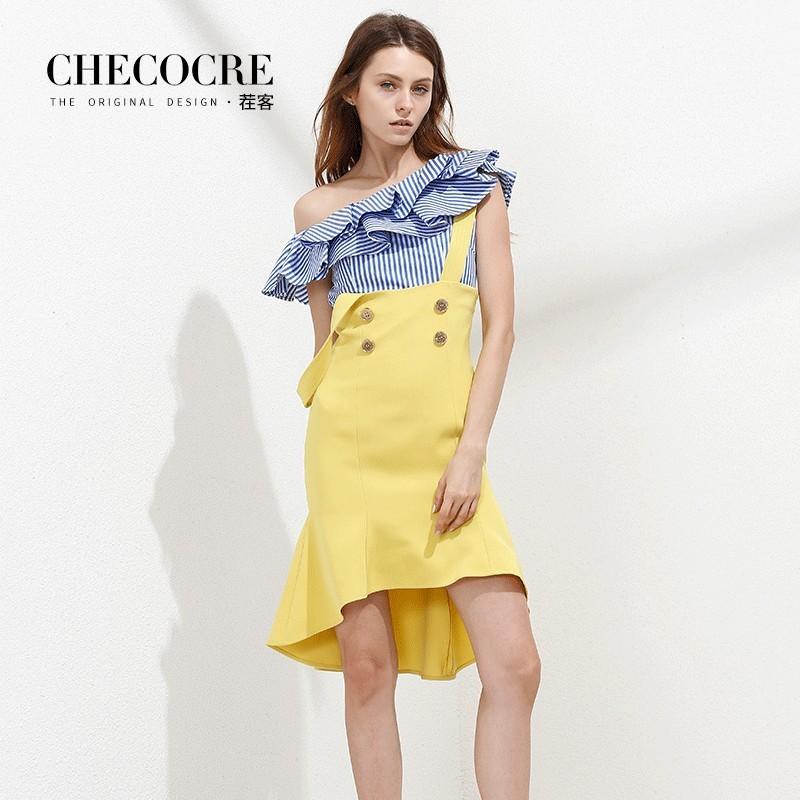 زفاف - Must-have Street Style Asymmetrical Slimming Sheath High Waisted Fall Overall Dress - Bonny YZOZO Boutique Store