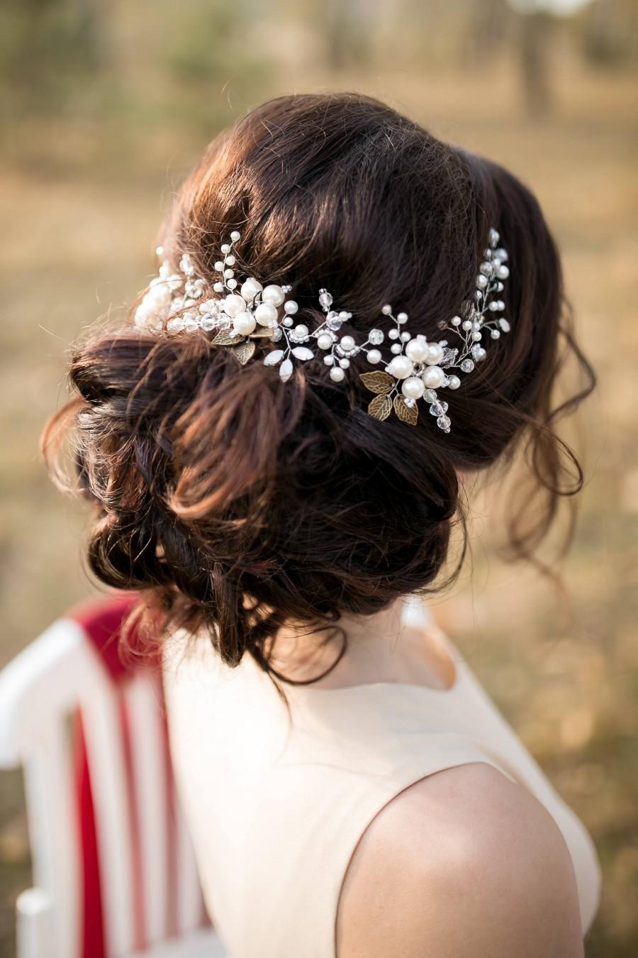 Mariage - Bridal Headpiece, Bridal Hair Vine, Crystal Pearl Wedding Hairpiece, Wedding hair vine, Wedding hair accessories, Bridal Wreath, Hairpiece