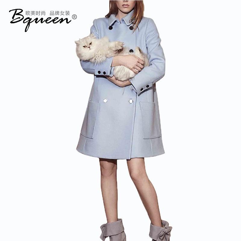 زفاف - 2017 in winter new stylish lapel double breasted wool coat long woolen cloth coat women - Bonny YZOZO Boutique Store