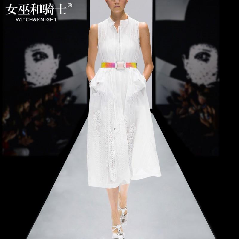 Свадьба - 2017 summer new item water embroidered simple white Sleeveless slim fit stylish dress ladies - Bonny YZOZO Boutique Store