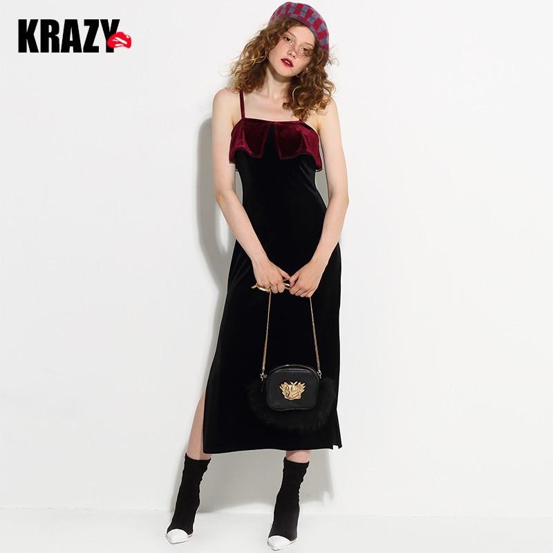 Свадьба - Vintage Contrast Color Slimming Polo Collar Side Split Draping Fall Velvet Strappy Top - Bonny YZOZO Boutique Store