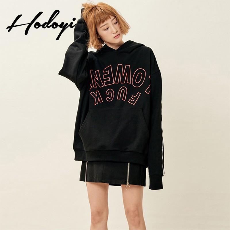 Mariage - Oversized Vogue Printed Solid Color Alphabet Spring Casual 9/10 Sleeves Hoodie Hat - Bonny YZOZO Boutique Store