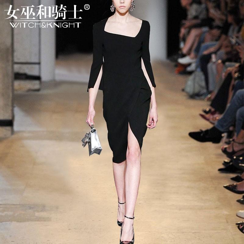 زفاف - Vogue Attractive Slimming It Girl 9/10 Sleeves Black Dress - Bonny YZOZO Boutique Store