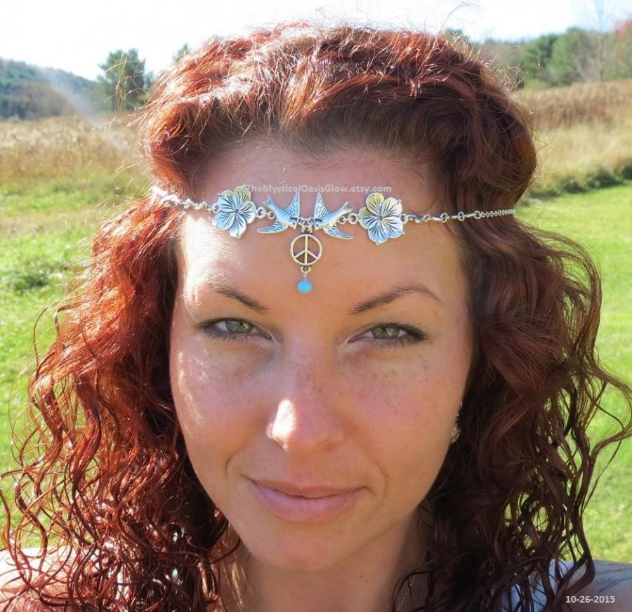 زفاف - Woodland wedding crown, SOLDERED chain, headpiece FITTED, Something Blue, chain head jewelry, bridal chain headdress, chain body jewelry