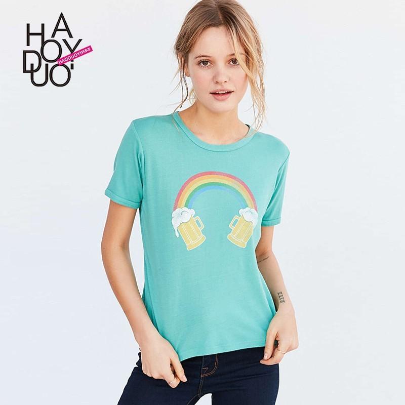 Свадьба - Summer 2017 new stylish sweet dreams Rainbow print slim short sleeve t-shirt woman - Bonny YZOZO Boutique Store