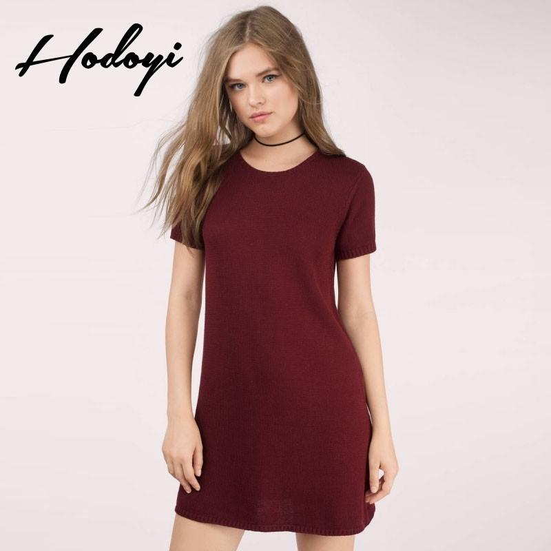 زفاف - 2017 summer new product women's fashion simple pure color knit short-sleeved dress - Bonny YZOZO Boutique Store
