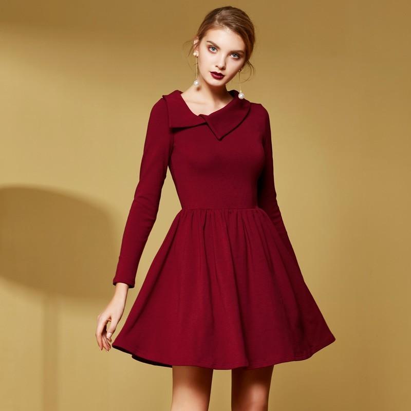 Свадьба - Vintage elegant fall/winter new irregular collar slim high-waist a skirt dress 8069 - Bonny YZOZO Boutique Store