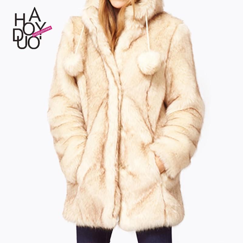 زفاف - Women's fall 2017 new temperament long padded coat beige fur coat - Bonny YZOZO Boutique Store