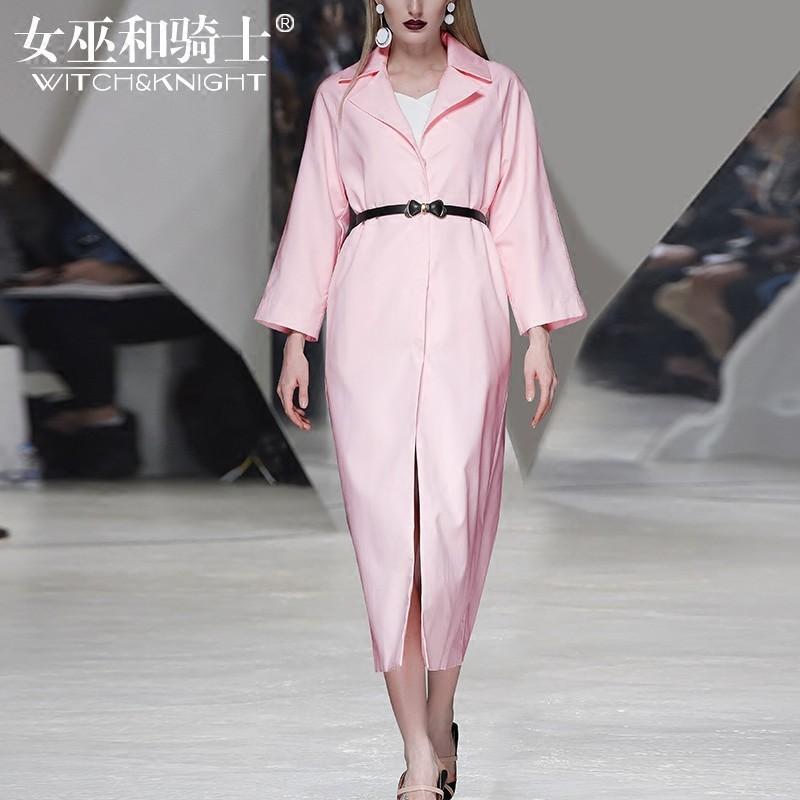 زفاف - Vogue Slimming Spring Over Knee 9/10 Sleeves Pink Coat - Bonny YZOZO Boutique Store