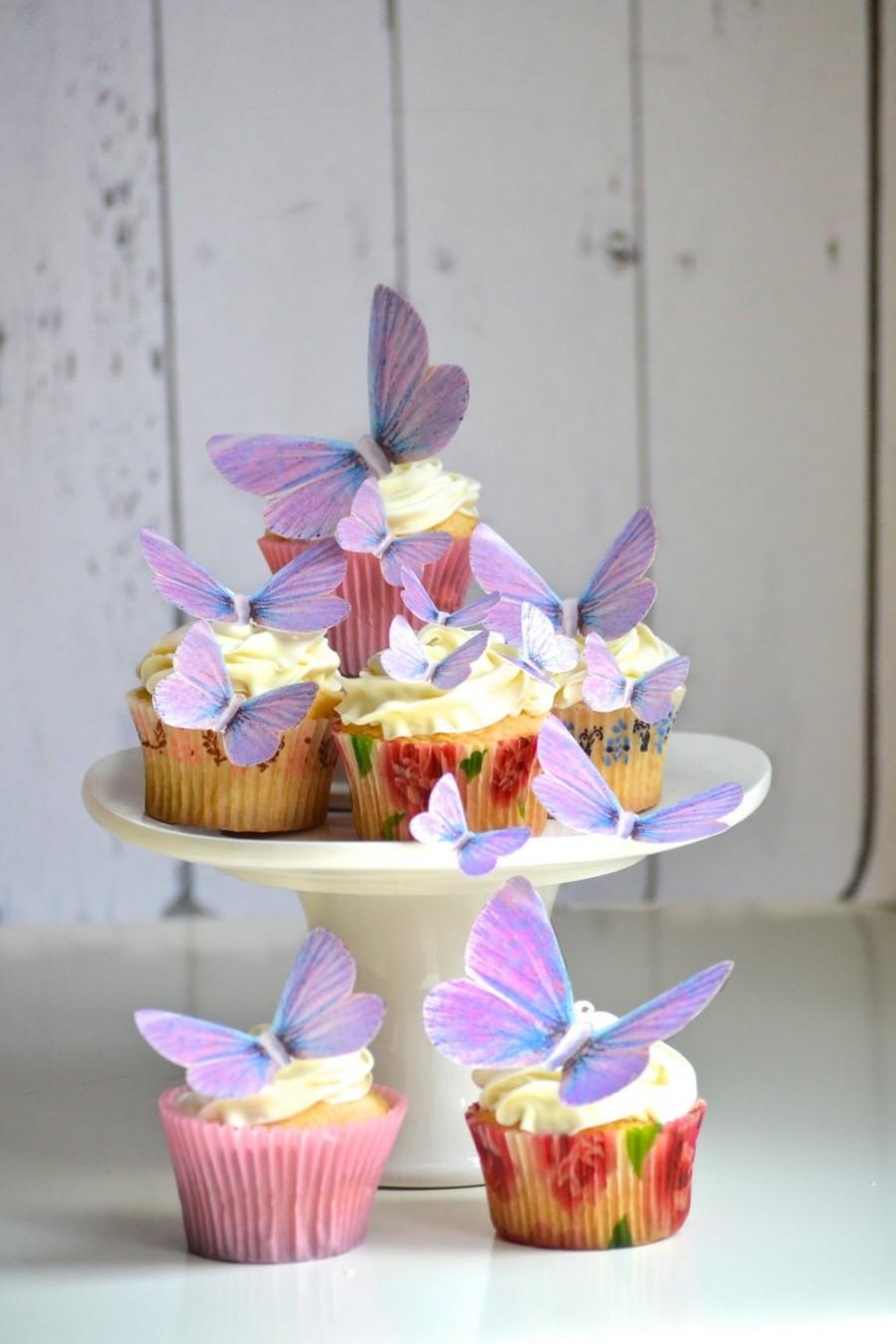 زفاف - Wedding Cake Topper Edible Butterflies in Lavender - Cake & Cupcake toppers - Food decorations - Edible Wedding Favor