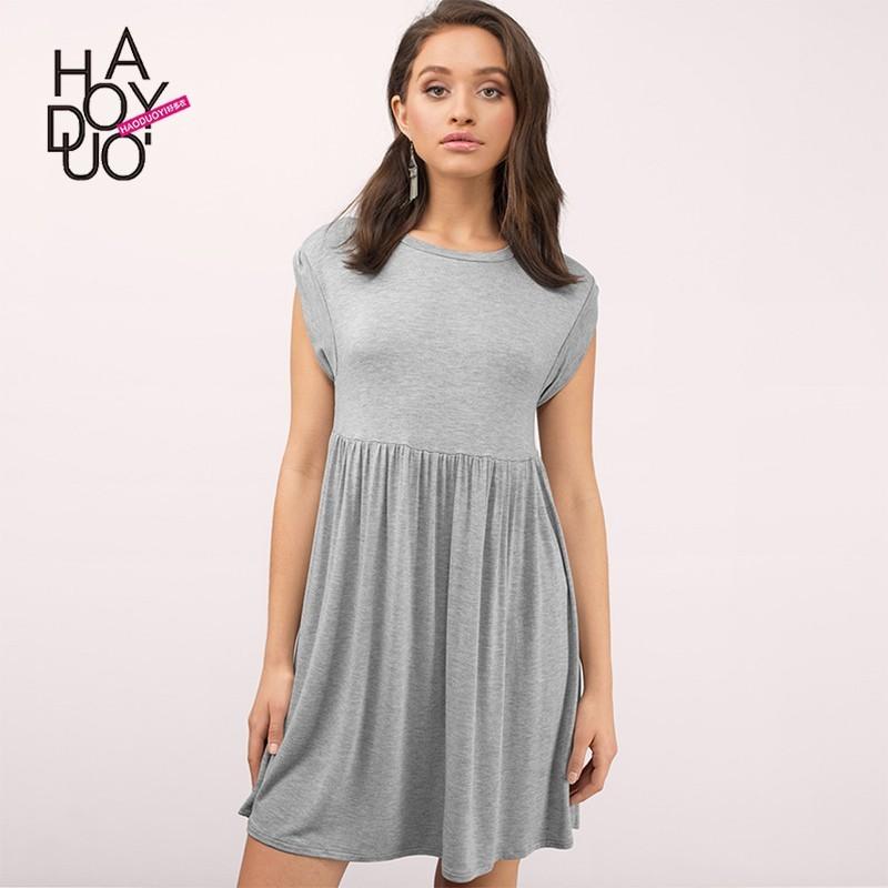 زفاف - 2017 summer New Women's fashion simple pure color comfort pleated dress female - Bonny YZOZO Boutique Store